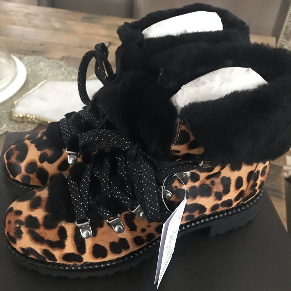 J Crew Leopard Nordic Calf Hair Boots 8